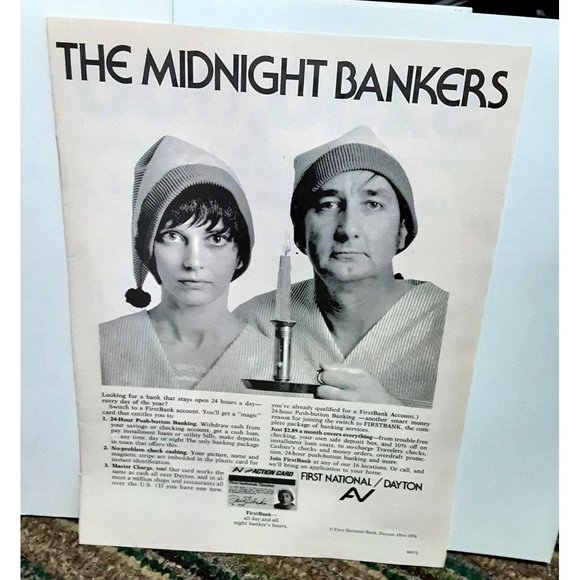 1974 Dayton Ohio First National Bank Blue Cross Blue Shield Print Ad vintage 70s - Picture 1 of 2